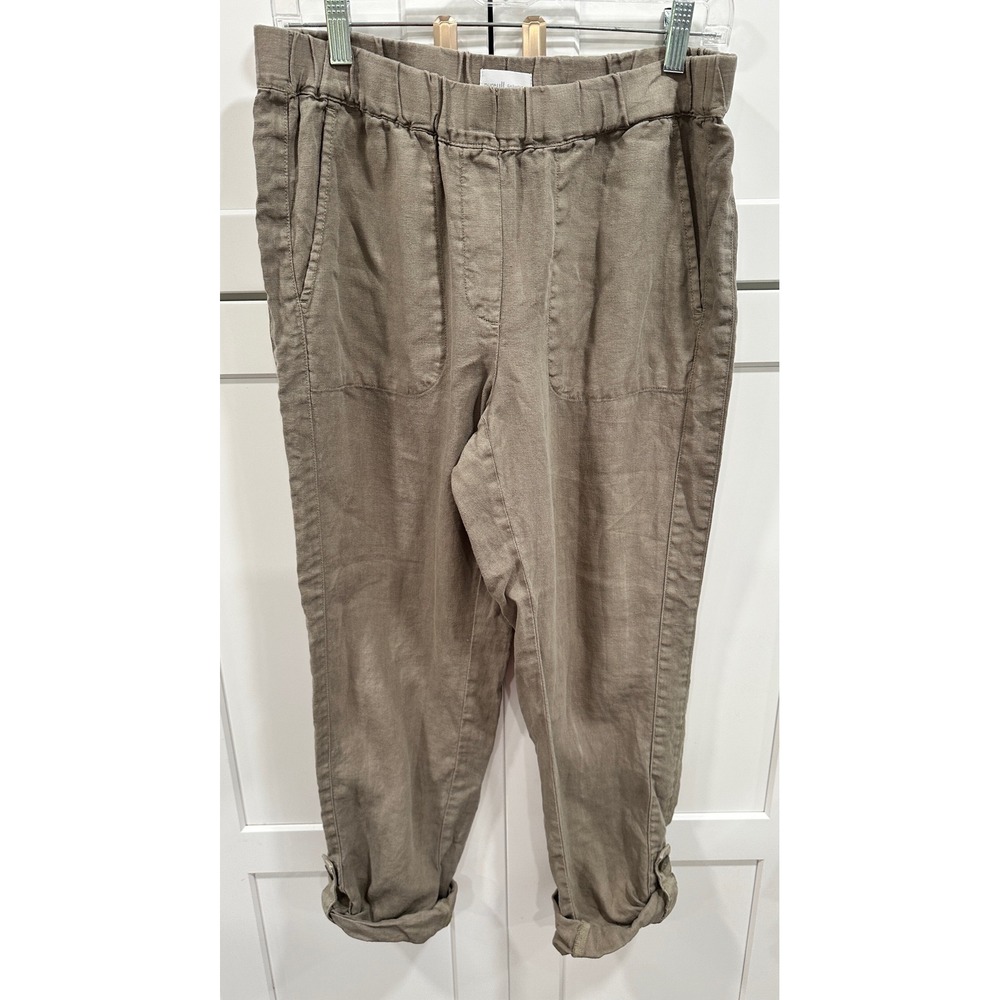Pure Jill Garment-Dyed Linen Pull On Casual Pants Brown Size S